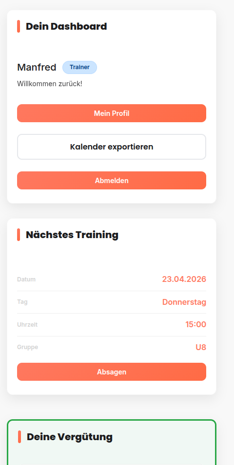 Trainer oben