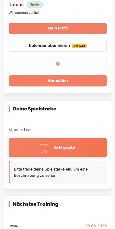 Spieler Dashboard